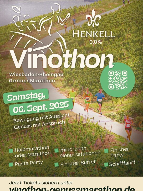 Poster Vinothon with runners through vineyards